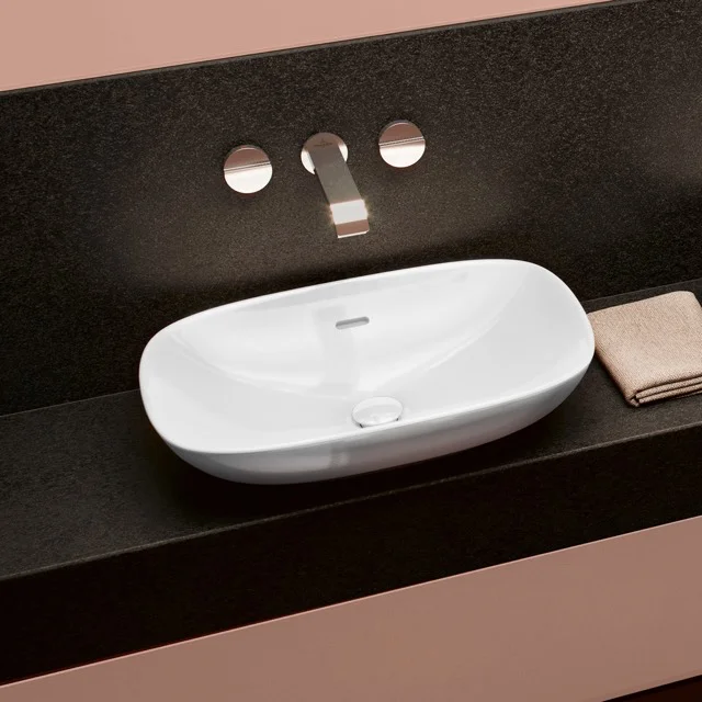 Villeroy & Boch Aufsatzwaschbecken Loop & Friends, 560x380x150mm, weiß Alpin, TitanCeram, glänzend, mit Überlauf Villeroy & Boch Aufsatzwaschbecken Loop & Friends, 560x380x150mm, weiß Alpin, TitanCeram, glänzend, mit Überlauf