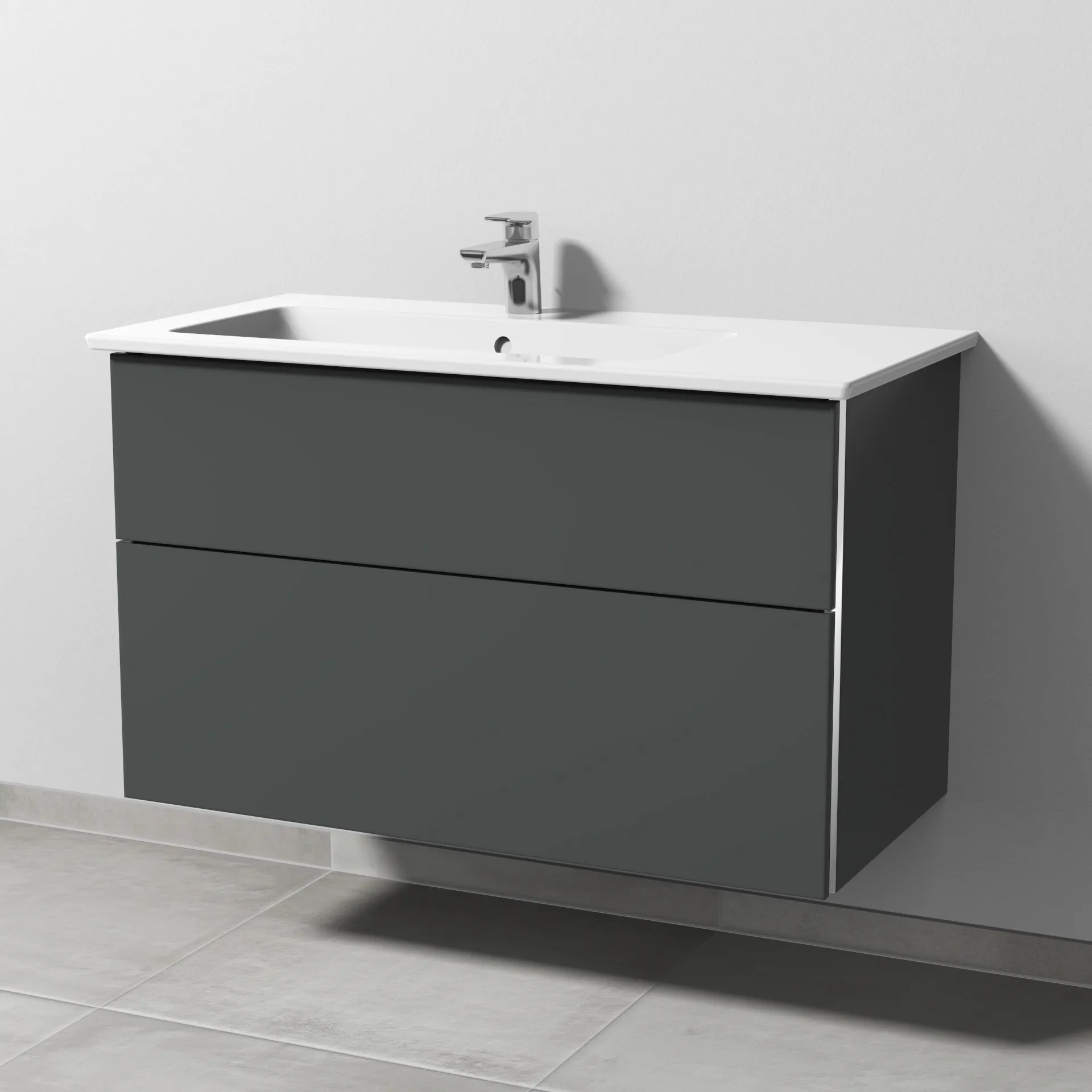 Sanipa Waschtischunterschrank „3way“ 955 × 591 × 477 mm in Anthrazit (matt), Becken links