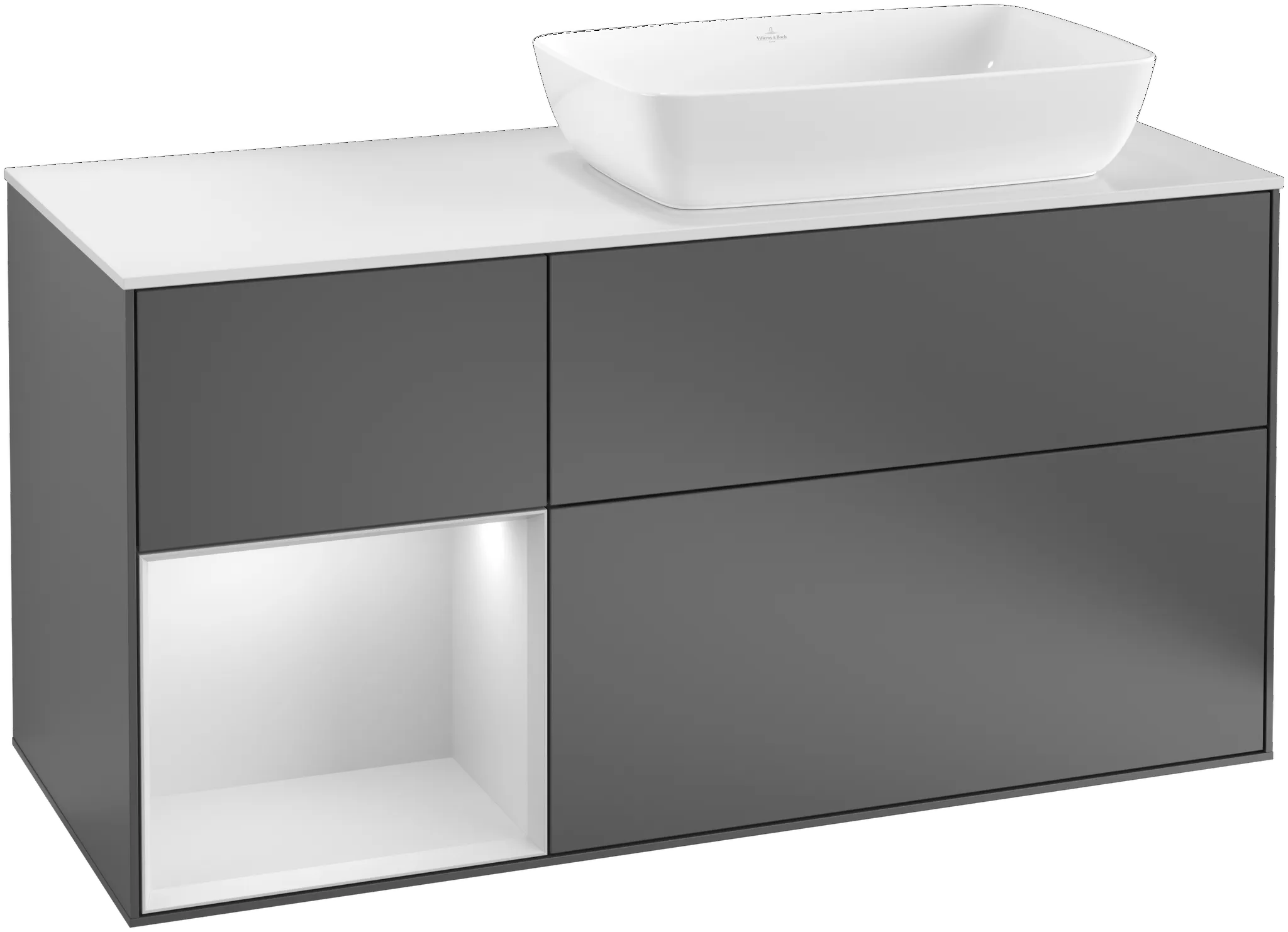 Villeroy & Boch Waschtischunterschrank „Finion“ für Schrankwaschtisch 1200 × 603 × 501 mm Glossy White Lacquer, für Becken rechts