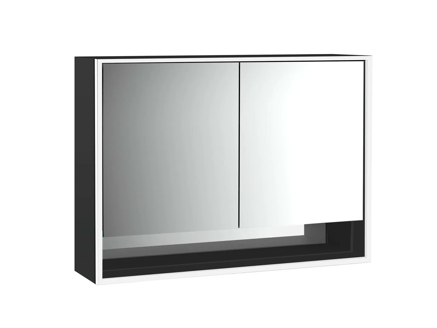 LED-Lichtspiegelschrank Loft mit Unterfach Aufputz, 1000 mm, 2-türig schwarz LED-Lichtspiegelschrank Loft mit Unterfach Aufputz, 1000 mm, 2-türig schwarz