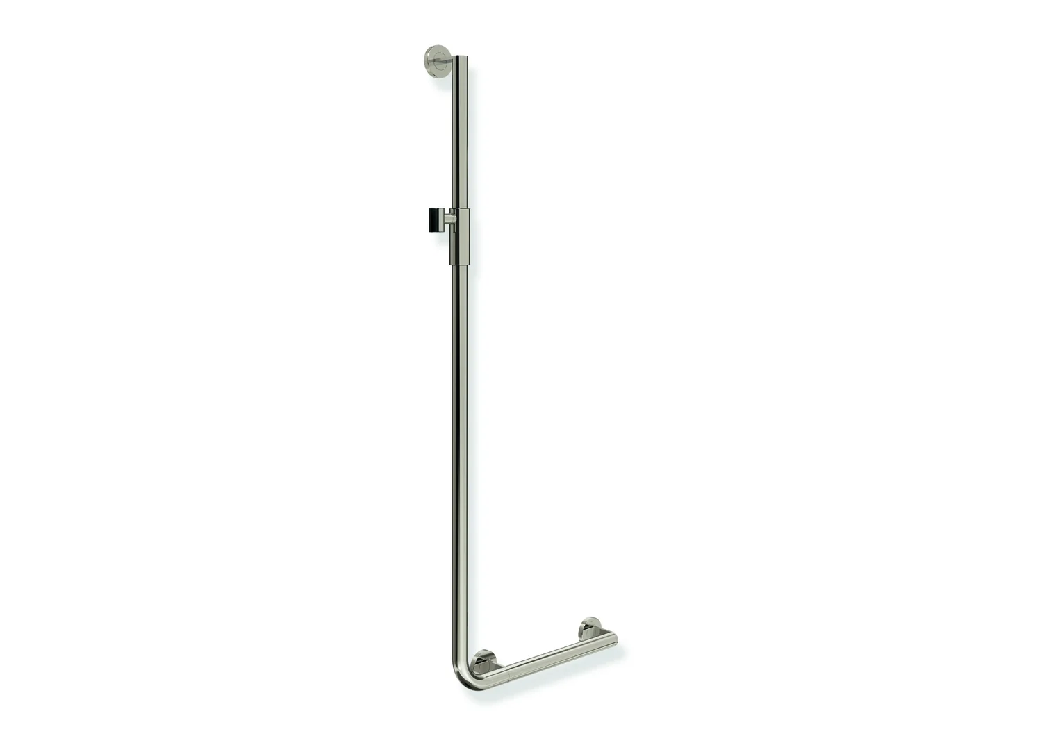 HEWI Winkelgriff System 900, PVD-beschichtet, Edelstahl, nickelglänzend, waagerechte Länge 450 mm, senkrechte Länge 1250 mm, Durchmesser 32 mm, rechts