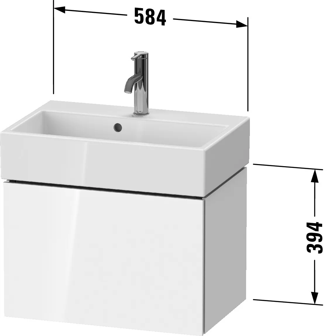 Duravit Waschtischunterschrank wandhängend „L-Cube“ 58,4 × 39,4 × 39,1 cm in Betongrau Matt