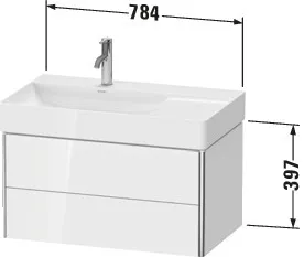 Duravit Waschtischunterschrank wandhängend „XSquare“ 78,4 × 39,7 × 46 cm Steingrau Seidenmatt