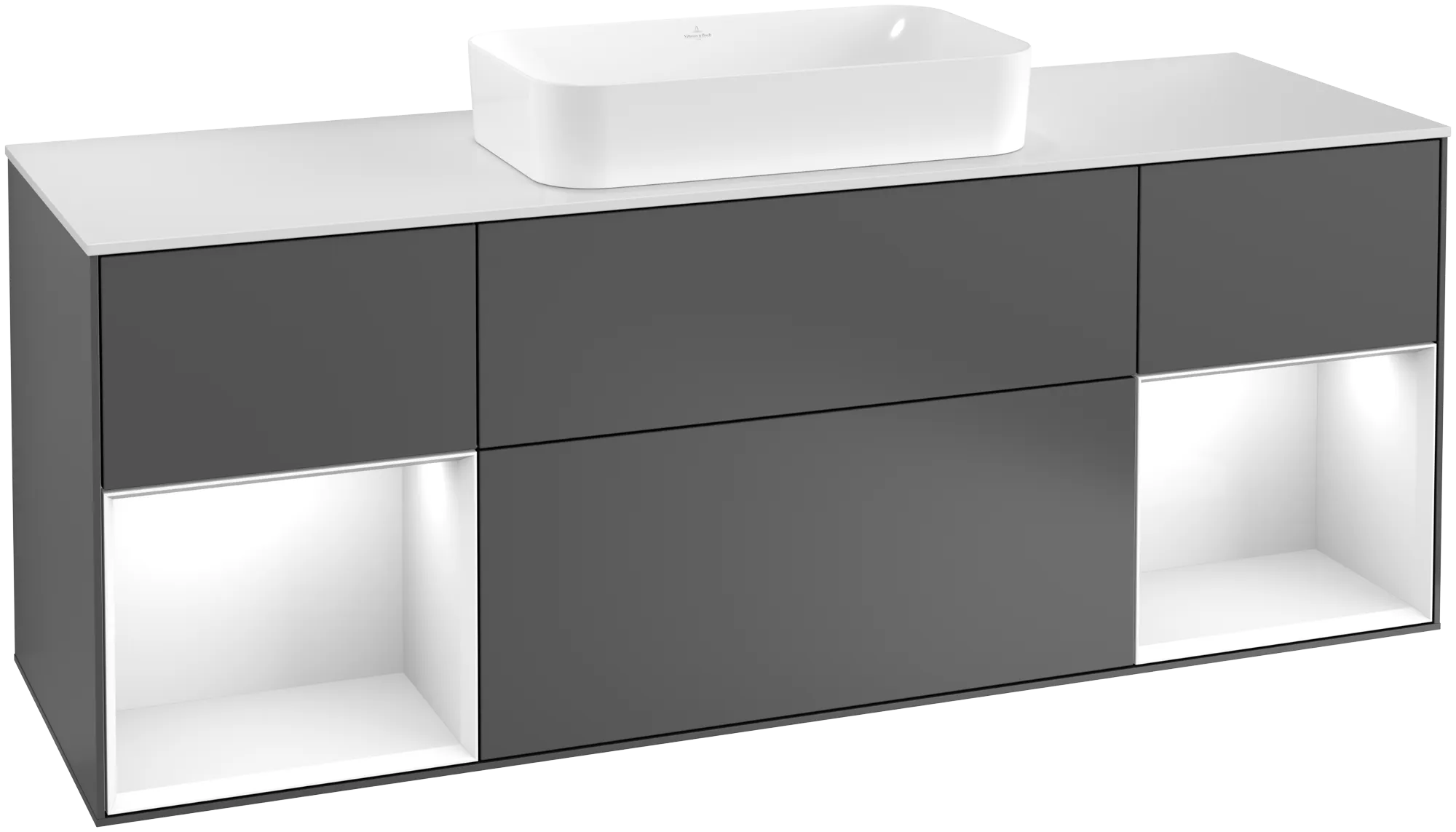 Villeroy & Boch Waschbeckenunterschrank Finion G33, anthrazit matt / glänzend weiß