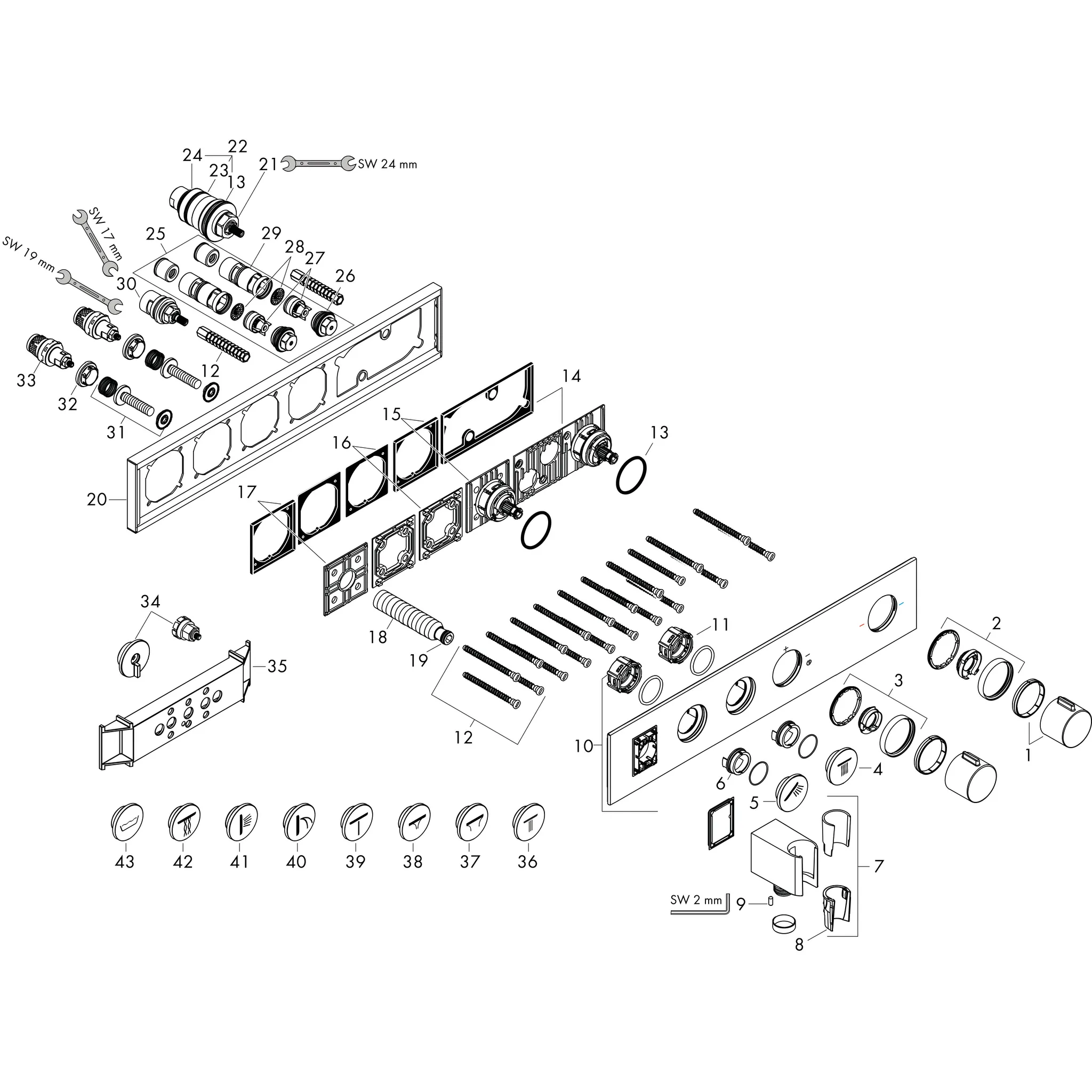 Hansgrohe AXOR ShowerSolutions Thermostatmodul Select 460⁄90 Unterputz für 2 Verbraucher Chrom Hansgrohe AXOR ShowerSolutions Thermostatmodul Select 460⁄90 Unterputz für 2 Verbraucher Chrom
