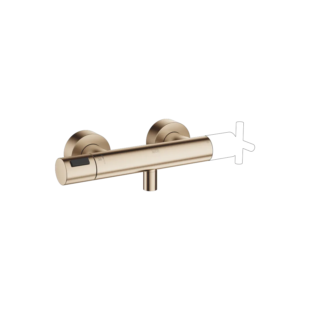 Dornbracht Brause-Thermostat SERIENNEUTRAL Light Gold gebürstet PVD, Wandmontage, FlowReduce-Funktion, Schubrosetten Ø70 mm, Brauseabgang 3/8", Anschluss 1/2"