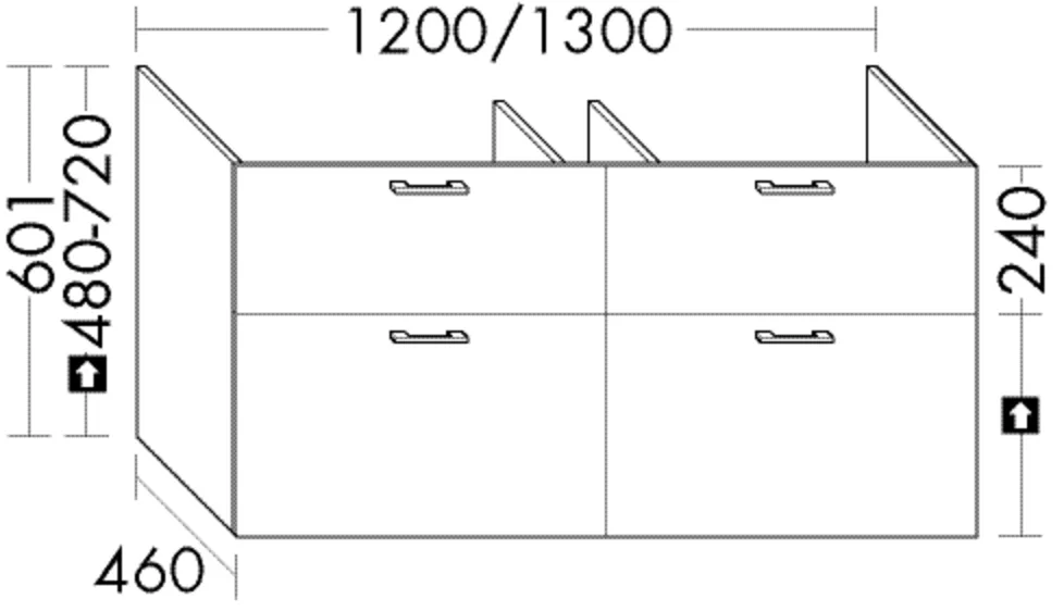 Waschtischunterschrank Sys30 PG1 Aqua von burgbad - 460 mm tief, 1.200 mm breit, 601 mm hoch mit 2 Schubladen und 2 Auszügen Waschtischunterschrank Sys30 PG1 Aqua von burgbad - 460 mm tief, 1.200 mm breit, 601 mm hoch mit 2 Schubladen und 2 Auszügen