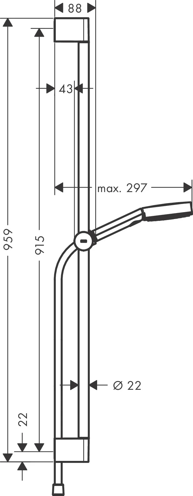 Hansgrohe Pulsify Select S Brauseset 105 mm, 3 Strahlarten, Mattschwarz, 90 cm Brausestange