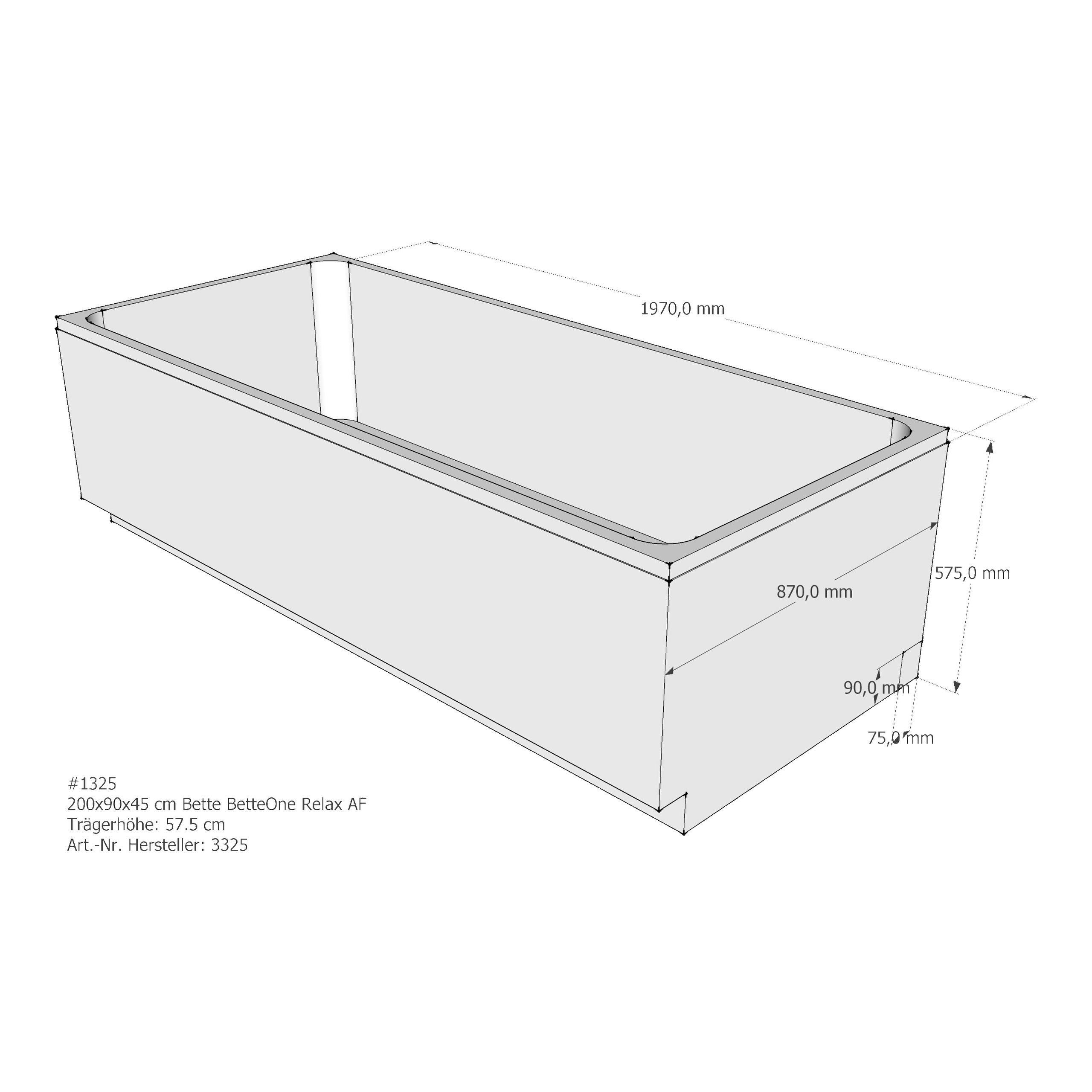 Badewannenträger für Bette One Relax 200 × 90 × 45 cm Breite: 90 cm / Länge: 200 cm Badewannenträger für Bette One Relax 200 × 90 × 45 cm Breite: 90 cm / Länge: 200 cm