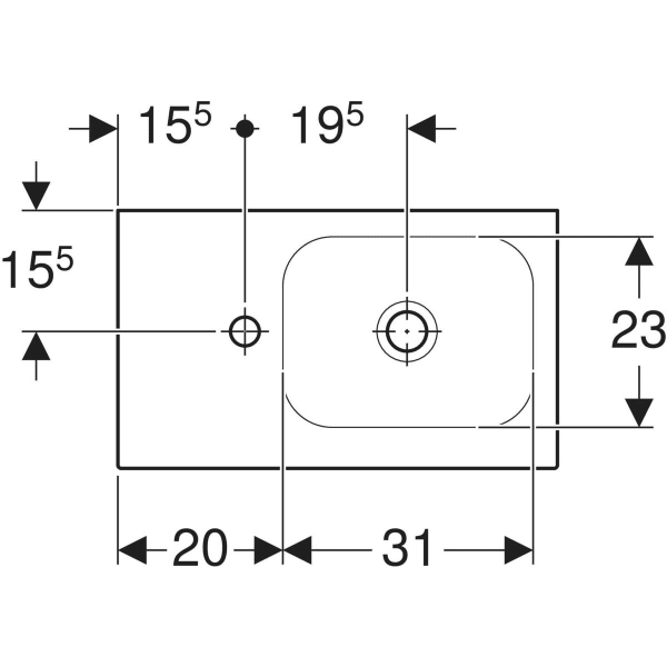 Wandwaschtisch mit Ablagefläche „iCon Light“, rechteckig, Hahnlochposition links, Ablagefläche links, mittig 53 × 31 cm in weiß matt Wandwaschtisch mit Ablagefläche „iCon Light“, rechteckig, Hahnlochposition links, Ablagefläche links, mittig 53 × 31 cm in weiß matt