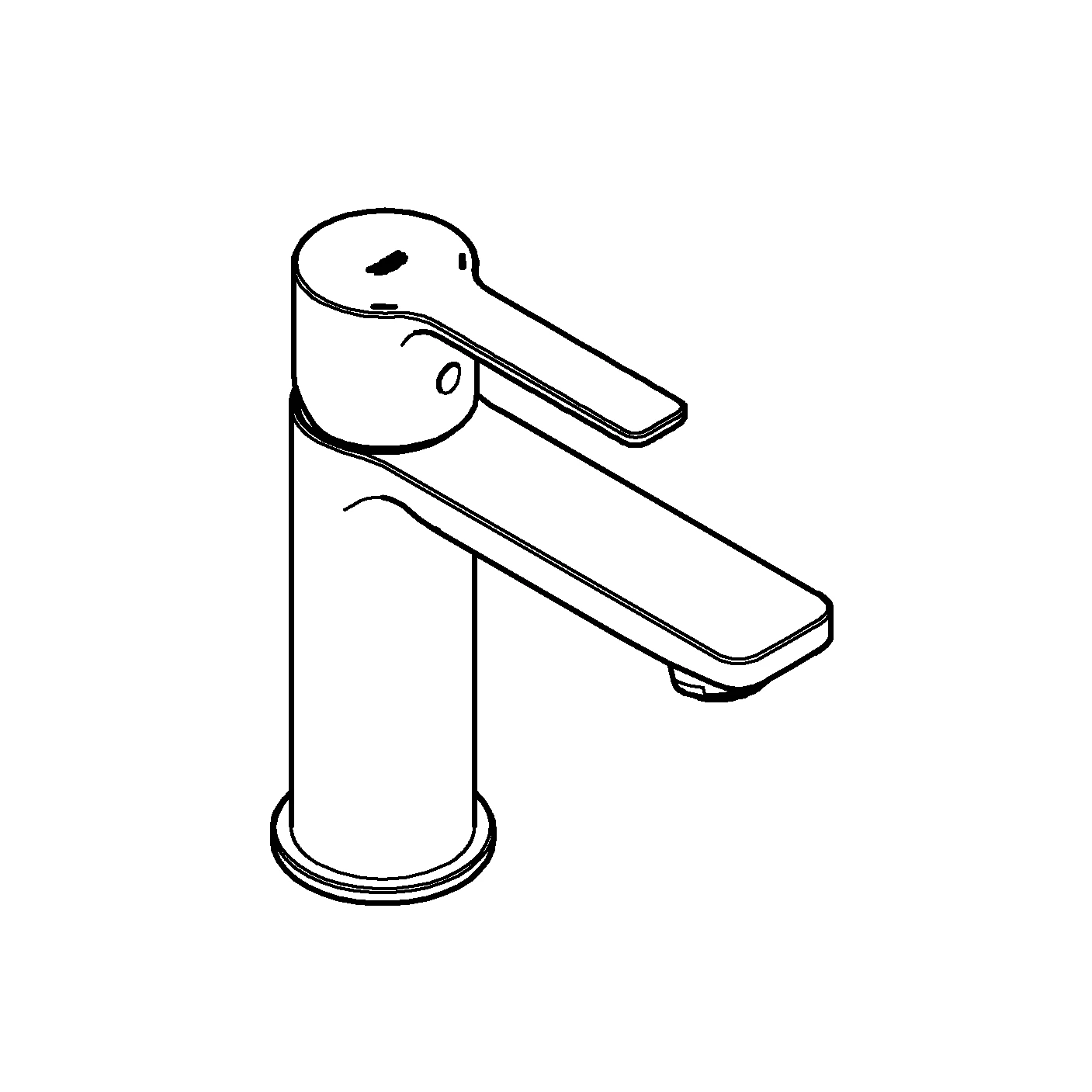 Einhand-Waschtischbatterie Lineare 23791_1, XS-Size, Einlochmontage, glatter Körper, Push-open Ablaufgarnitur 1 1/4″, chrom