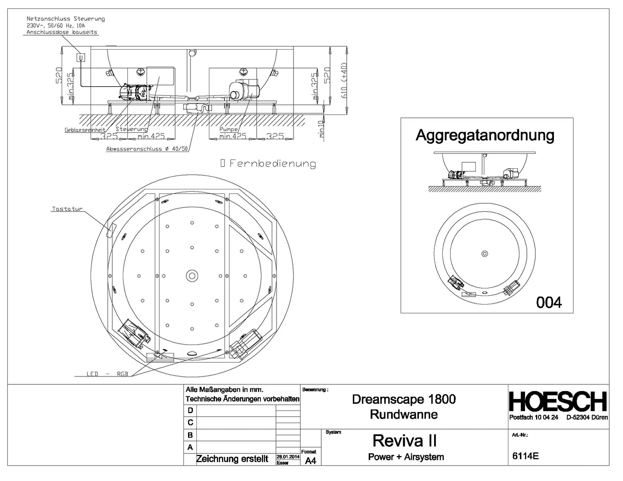 Hoesch Whirlwanne „Dreamscape“ mit Whirlsystem „Reviva II“ rund ⌀ 180 × 61 cm, rund in Weiß Hoesch Whirlwanne „Dreamscape“ mit Whirlsystem „Reviva II“ rund ⌀ 180 × 61 cm, rund in Weiß