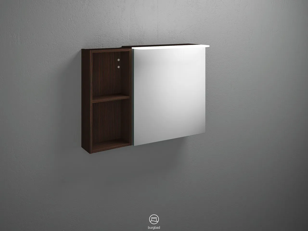 Burgbad Spiegelschrank Badu SFTW090, 310x900x665 mm, LED-Aufsatzleuchte 4200 K, Energieeffizienzklasse E