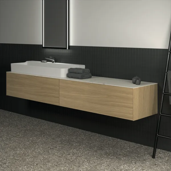 Ideal Standard Waschtischunterschrank „Conca“ 238,5 × 36 × 50,5 cm Eiche hell Furnier Ideal Standard Waschtischunterschrank „Conca“ 238,5 × 36 × 50,5 cm Eiche hell Furnier