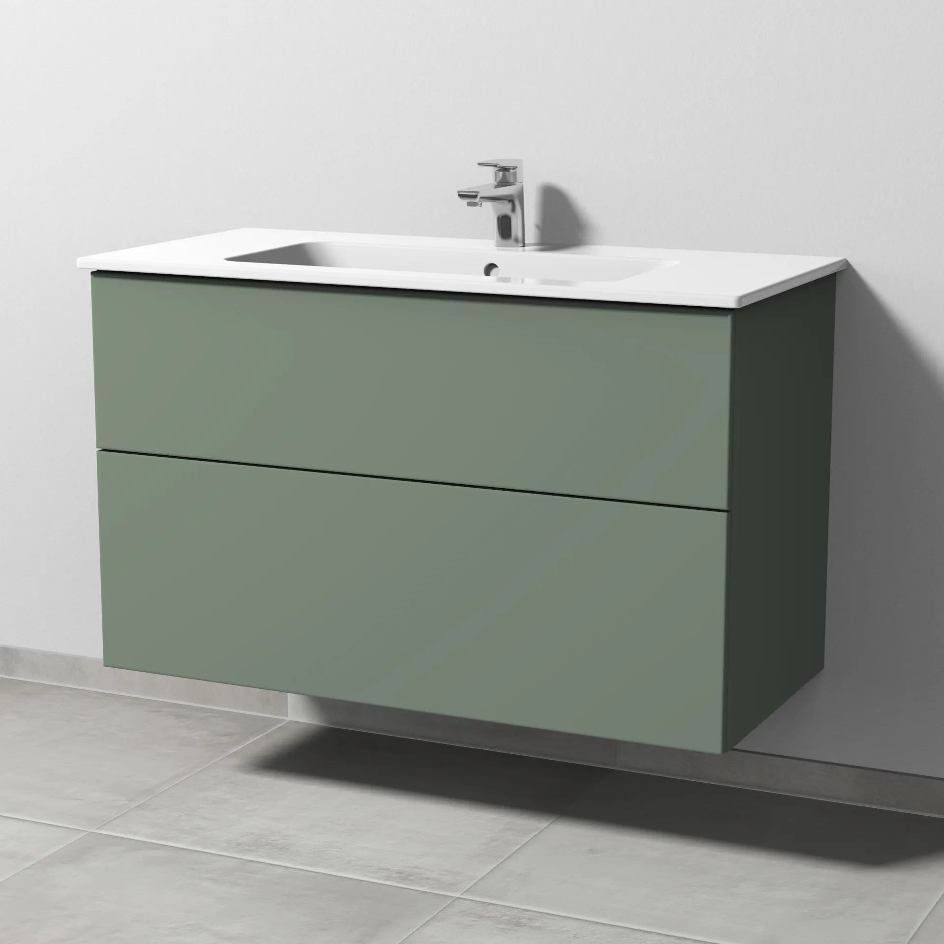 Sanipa Waschtischunterschrank „3way“ passend zu Keramik-Waschtische ME by Starck von Duravit 1000 × 613 × 467 mm in Soft-Green