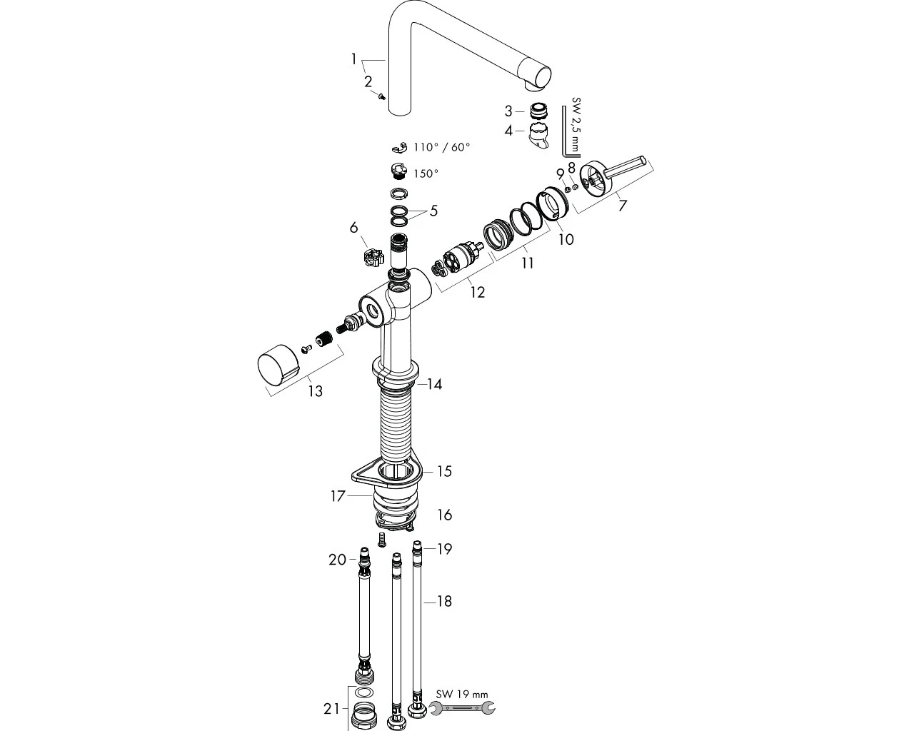 Spültischmischer 270 Talis M54 Geräteabsperrventil 1jet chrom