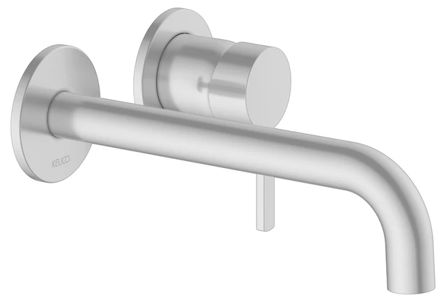 KEUCO PLAN BLUE Einhebel-Waschtischmischer Unterputz 2 Loch für Wandmontage Ausladung 225 mm Aluminium-finish KEUCO PLAN BLUE Einhebel-Waschtischmischer Unterputz 2 Loch für Wandmontage Ausladung 225 mm Aluminium-finish