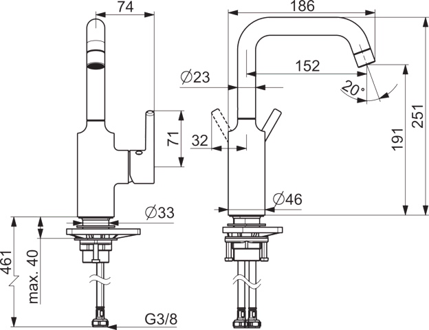 HansaVANTIS EHM Waschtischbatterie HansaVANTIS 5255 Ausladung 152 mm Chrom HansaVANTIS EHM Waschtischbatterie HansaVANTIS 5255 Ausladung 152 mm Chrom