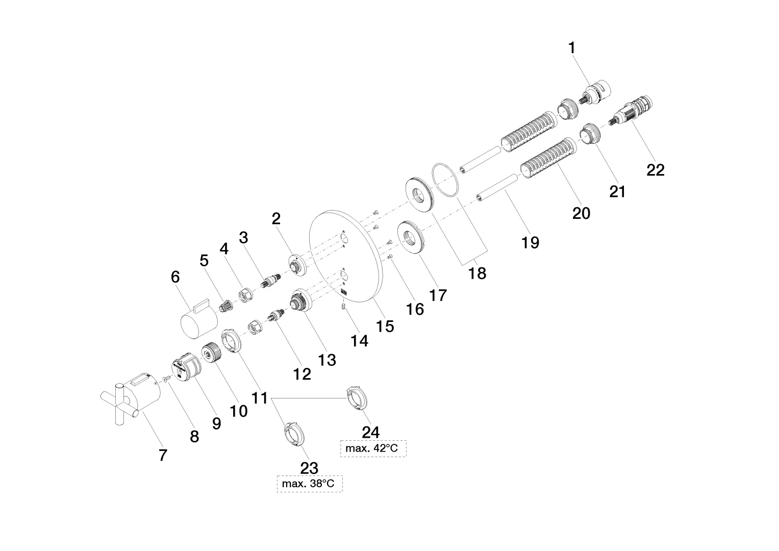 Dornbracht Tara UP-Thermostat mit Einweg-Mengenregulierung - Chrom Dornbracht Tara UP-Thermostat mit Einweg-Mengenregulierung - Chrom