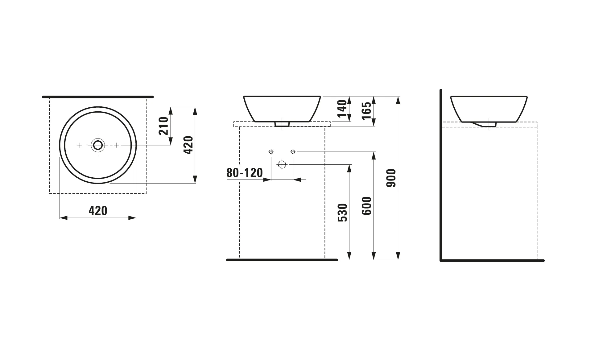 Waschtisch-Schale PRO B 420x420x165 ohne Hahnloch mit Überlauf weiß Waschtisch-Schale PRO B 420x420x165 ohne Hahnloch mit Überlauf weiß