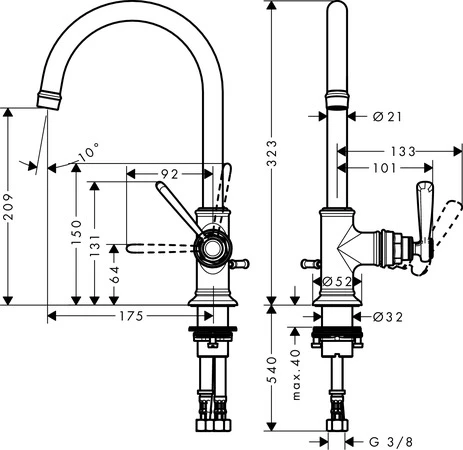 Waschtischmischer 210 Axor Montreux chrom