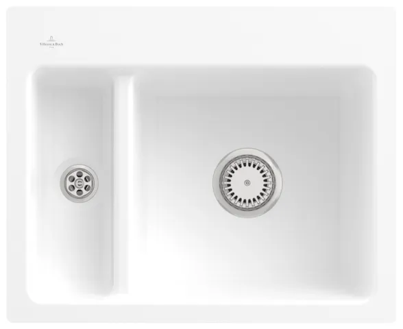 Villeroy & Boch flächenbündiges Küchenspülbecken „Subway“ 60 XM flat 585 × 475 × 220 mm, für Becken rechts in Stone White Villeroy & Boch flächenbündiges Küchenspülbecken „Subway“ 60 XM flat 585 × 475 × 220 mm, für Becken rechts in Stone White