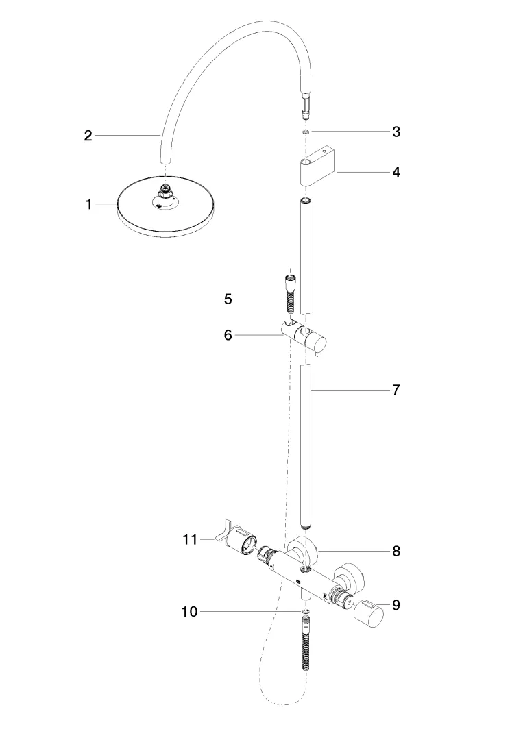 Dornbracht VAIA Showerpipe mit Brause-Thermostat ohne Handbrause FlowReduce - Chrom Dornbracht VAIA Showerpipe mit Brause-Thermostat ohne Handbrause FlowReduce - Chrom