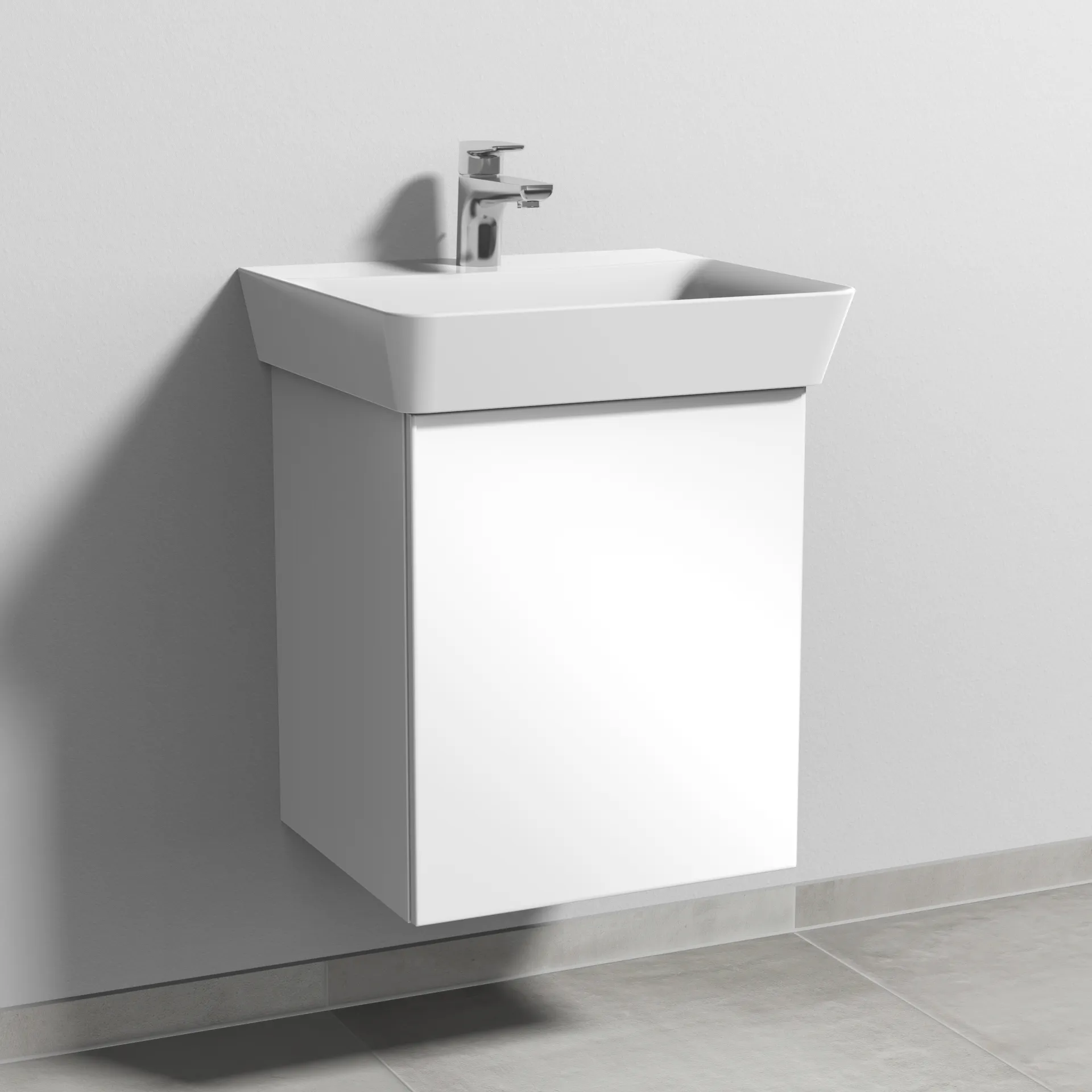 Sanipa Waschtischunterschrank „3way“ passend zu Keramik-Waschtische Connect Air Cube von Ideal Standard 430 × 513 × 392 mm in Weiß (glanz), Anschlag