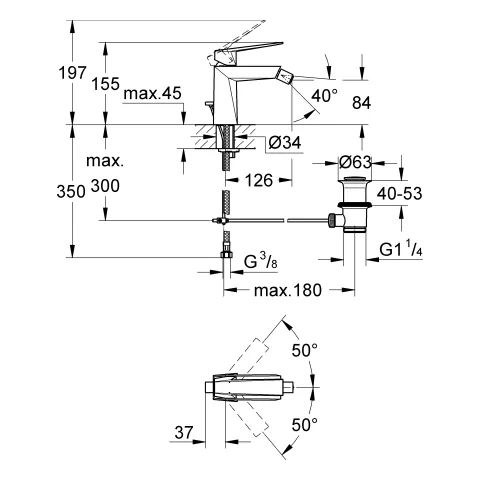 Einhand-Bidetbatterie Allure Brilliant 24347, Einlochmontage, Zugstangen-Ablaufgarnitur 1 1/4'', chrom Einhand-Bidetbatterie Allure Brilliant 24347, Einlochmontage, Zugstangen-Ablaufgarnitur 1 1/4'', chrom