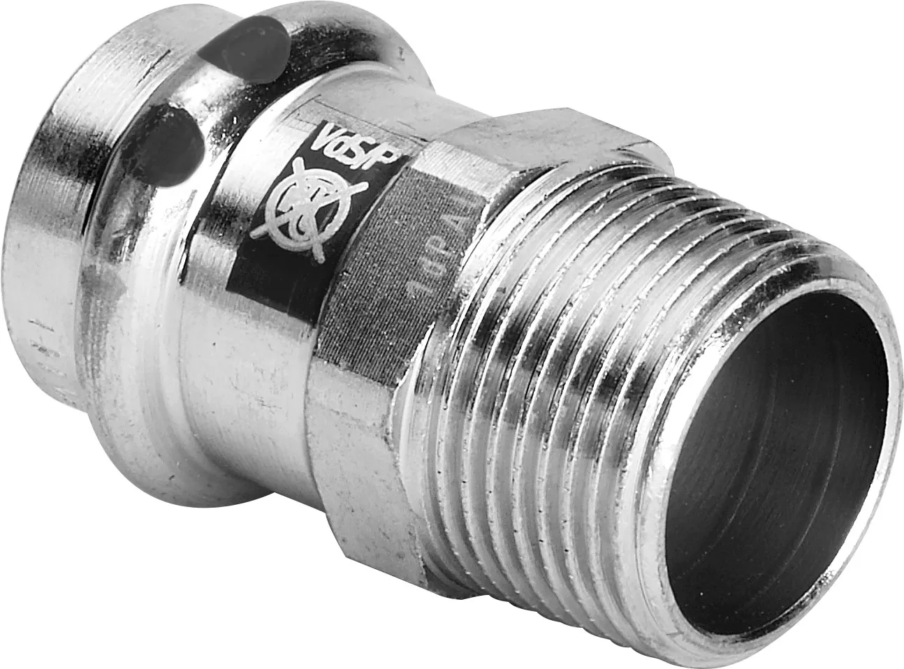 „Prestabo“ Fitting mit 2 Anschlüssen unlegiert, verzinkt 22 mm × 3/4″ VdS-Zulassung „Prestabo“ Fitting mit 2 Anschlüssen unlegiert, verzinkt 22 mm × 3/4″ VdS-Zulassung