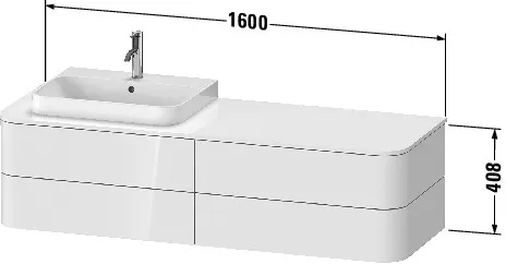 Duravit Waschtischunterschrank wandhängend „Happy D.2 Plus“ 160 × 40,8 × 55 cm, links Duravit Waschtischunterschrank wandhängend „Happy D.2 Plus“ 160 × 40,8 × 55 cm, links