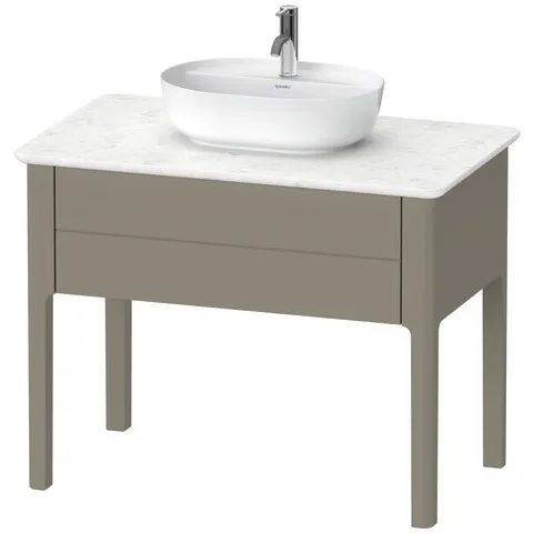Duravit Waschtischunterschrank bodenstehend „Luv“ 93,8 × 74,3 × 57 cm Becken: mittig / Front- & Korpusfarbe: Steingrau Seidenmatt / Größe: 93,8 × 57 × 74,3 cm / Schubladen: 1