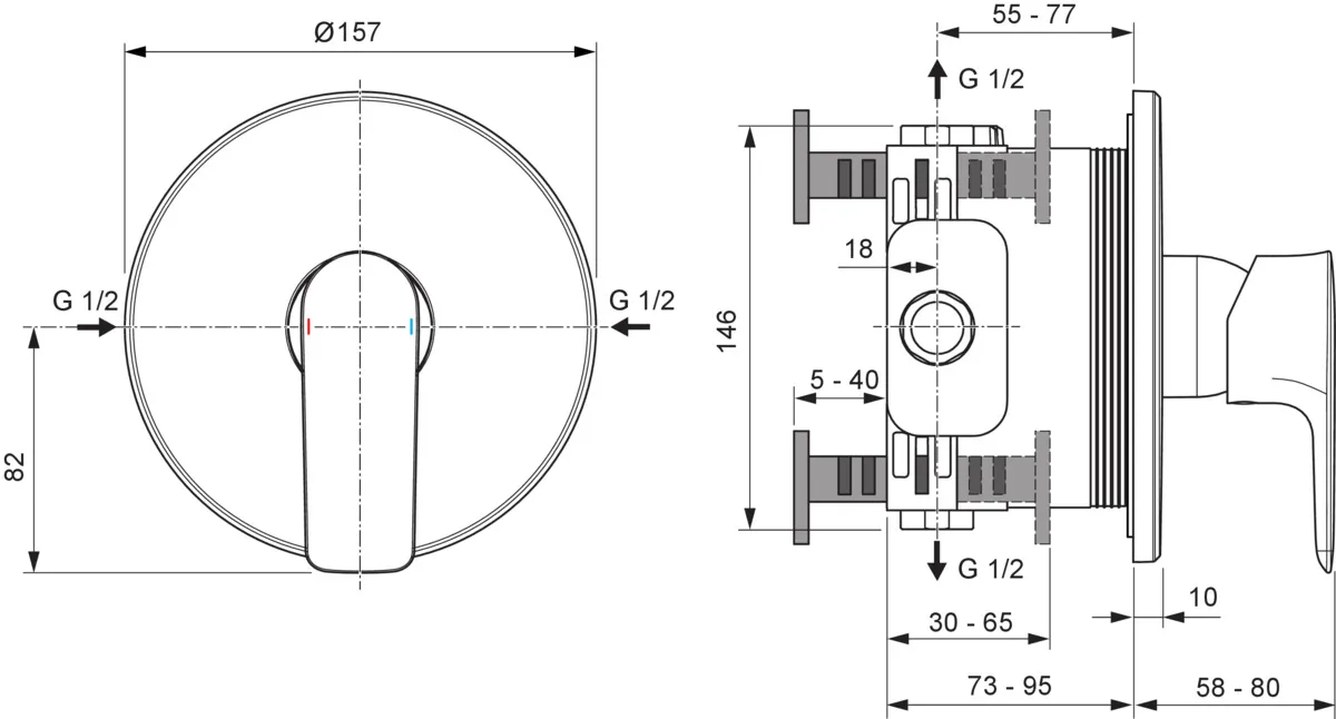 Ideal Standard Brausearmatur Connect Air Unterputz Rosette 163 mm Magnetic Grey Ideal Standard Brausearmatur Connect Air Unterputz Rosette 163 mm Magnetic Grey