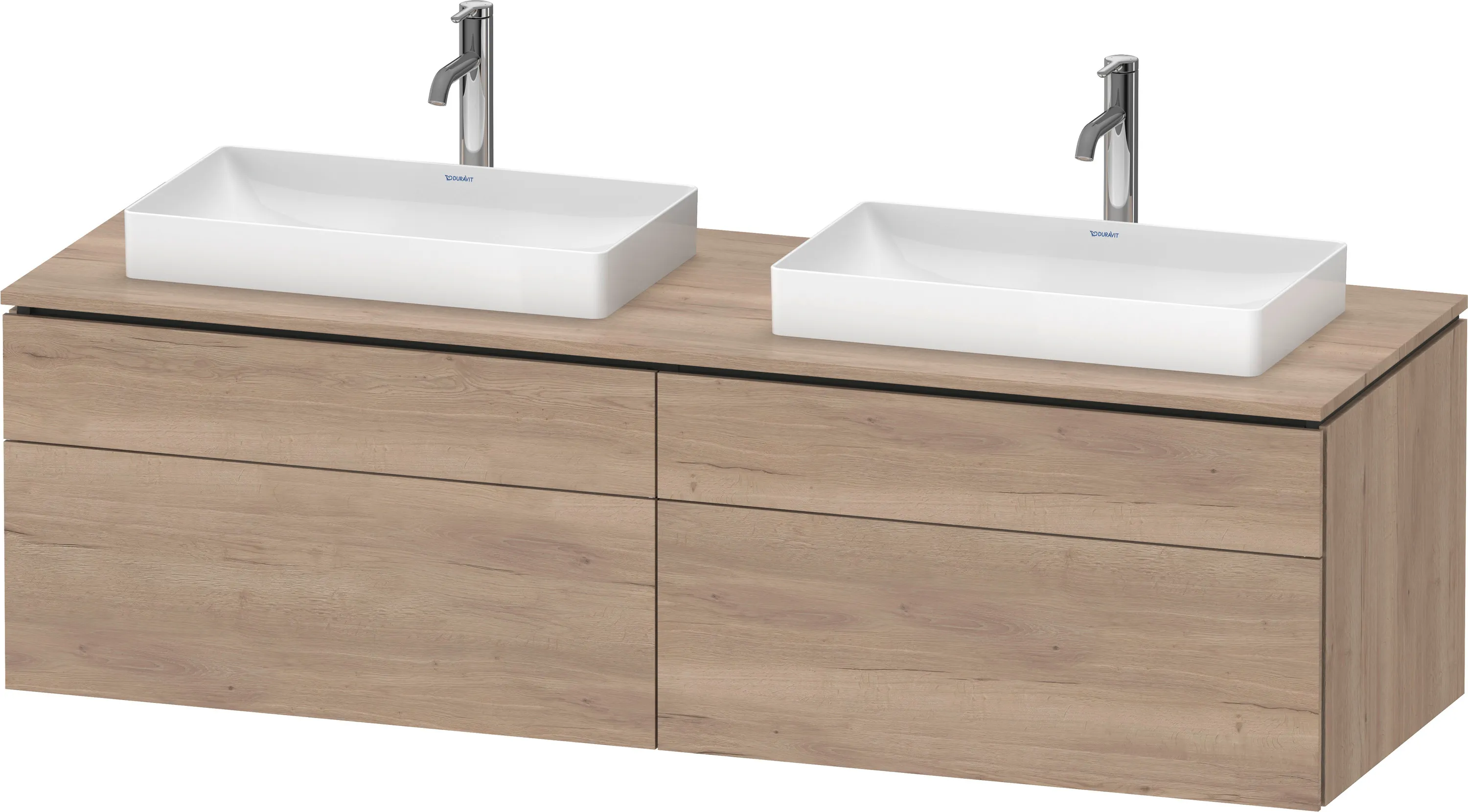 Duravit Waschtischunterschrank wandhängend „L-Cube“ 162 × 48,2 × 55 cm Eiche Marmoriert, links und rechts