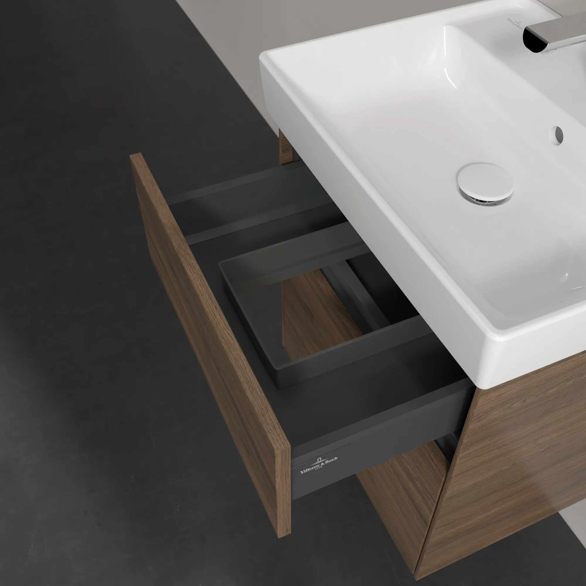 Villeroy & Boch Waschbeckenunterschrank Collaro C00700 Arizona Oak, 510x414 mm, Höhe 546 mm, mit SoftClosing und integrierten Aluminiumgriffen Villeroy & Boch Waschbeckenunterschrank Collaro C00700 Arizona Oak, 510x414 mm, Höhe 546 mm, mit SoftClosing und integrierten Aluminiumgriffen