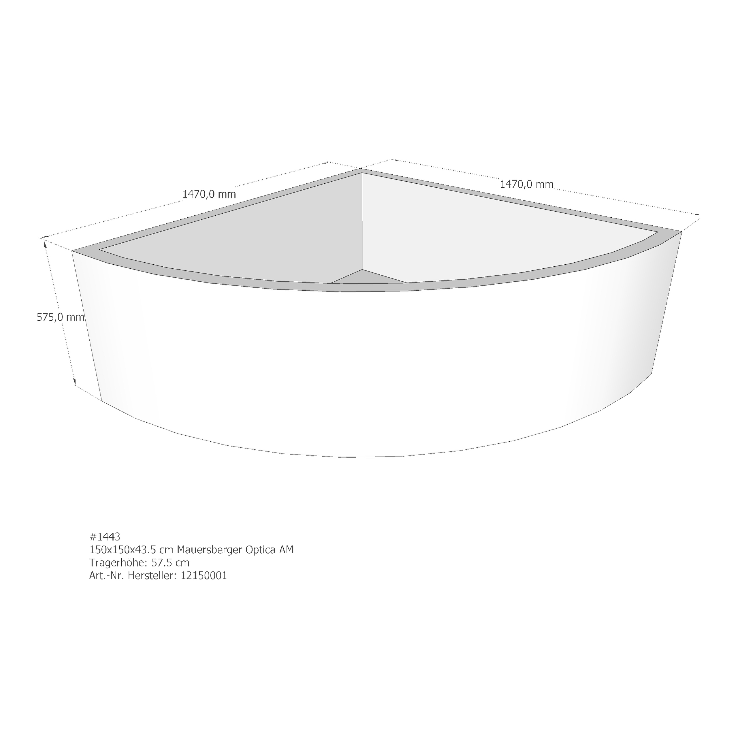 Badewannenträger für Mauersberger Optica 150 × 150 × 43,5 cm Badewannenträger für Mauersberger Optica 150 × 150 × 43,5 cm