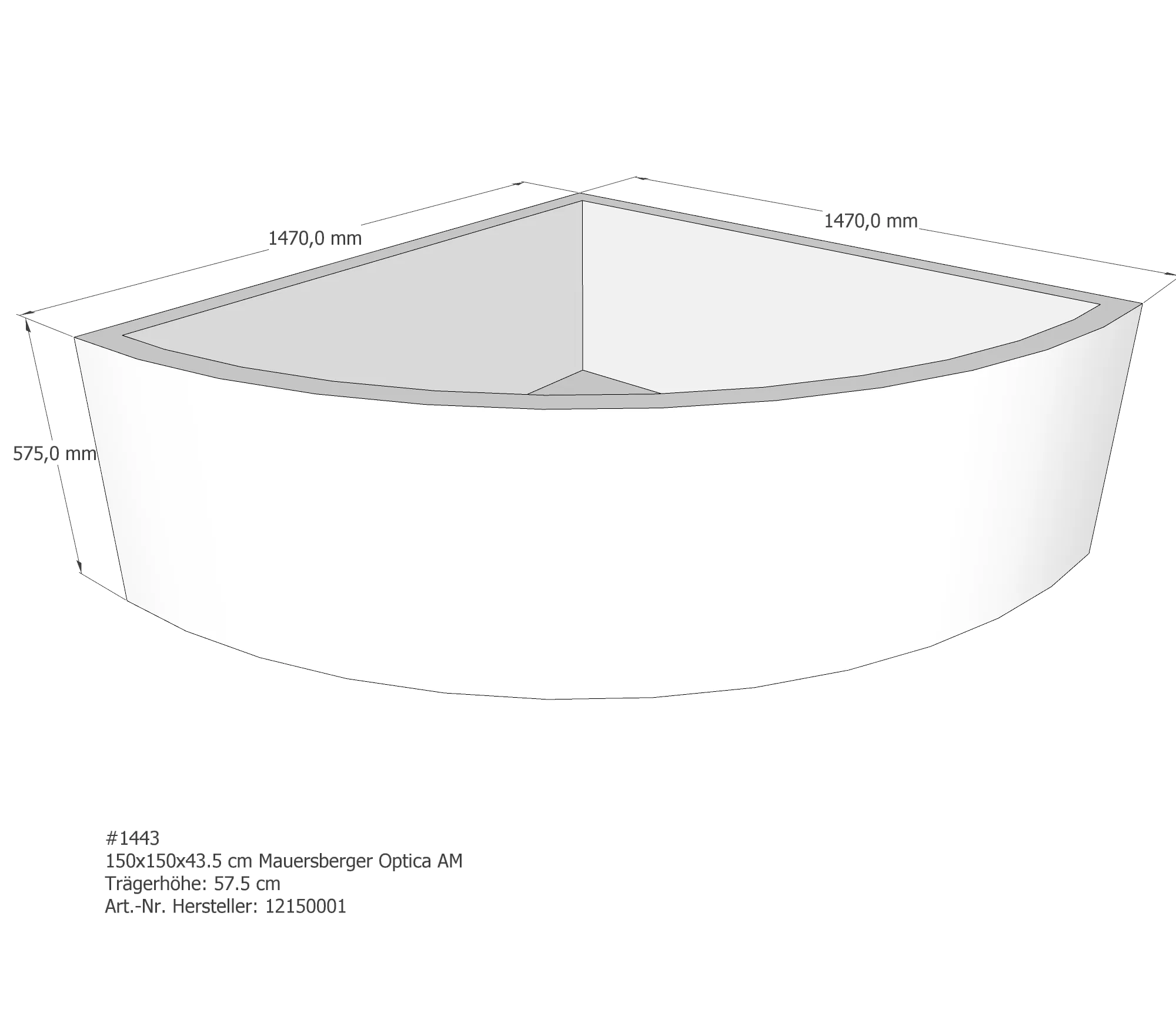 Badewannenträger für Mauersberger Optica 150 × 150 × 43,5 cm Badewannenträger für Mauersberger Optica 150 × 150 × 43,5 cm