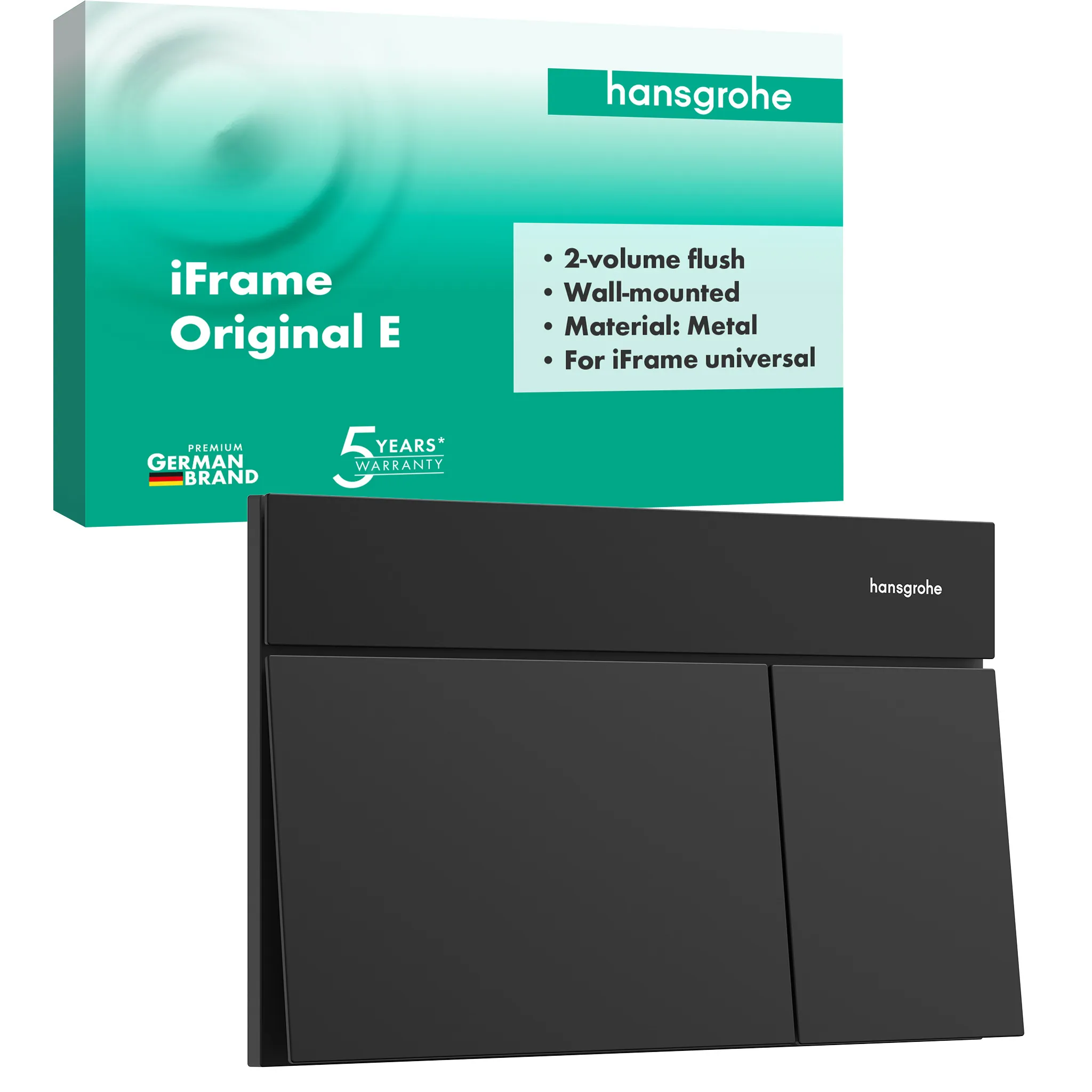 Hansgrohe iFrame Element E Betätigungsplatte für 2-Mengen-Spülung, Mattschwarz Hansgrohe iFrame Element E Betätigungsplatte für 2-Mengen-Spülung, Mattschwarz