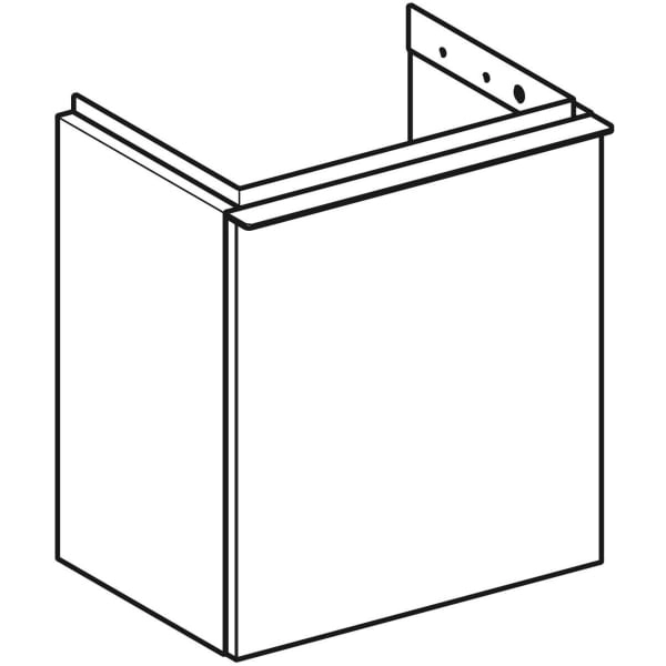 iCon Unterschrank für Handwaschbecken, mit einer Tür: Tür=Anschlag rechts, Korpus und Front: weiß / lackiert hochglänzend, Griff: weiß / pulverbeschichtet matt