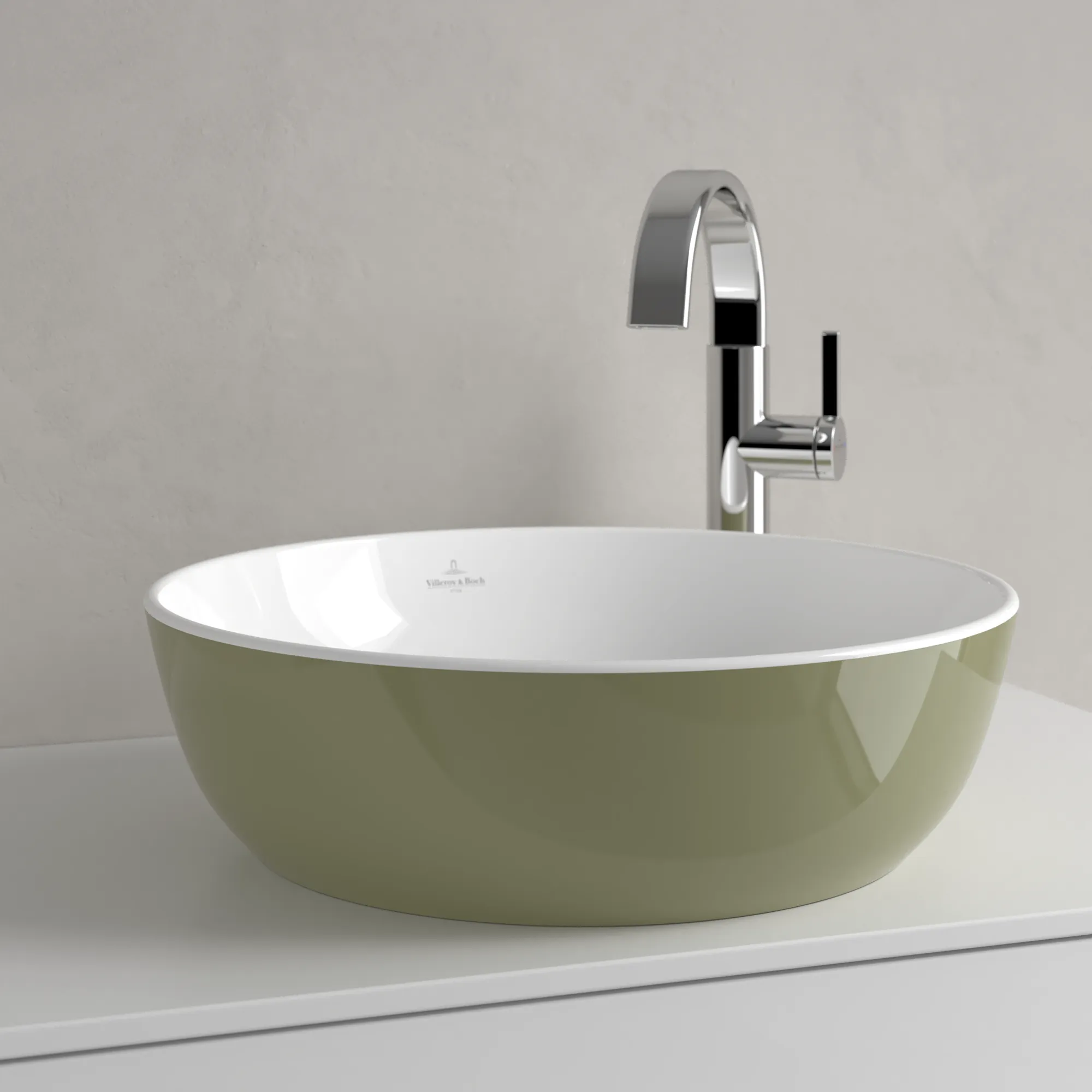 Villeroy & Boch Aufsatzwaschtisch aus TitanCeram „Artis“ ⌀ 430 mm in Sage Green Villeroy & Boch Aufsatzwaschtisch aus TitanCeram „Artis“ ⌀ 430 mm in Sage Green