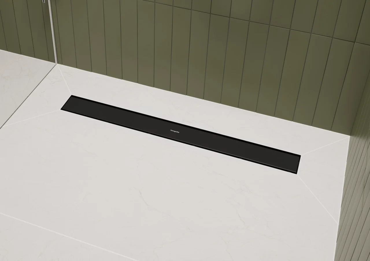 Hansgrohe RainDrain Go Komplettset Duschrinne 500 mm, rückseitig befliessbar, Mattschwarz