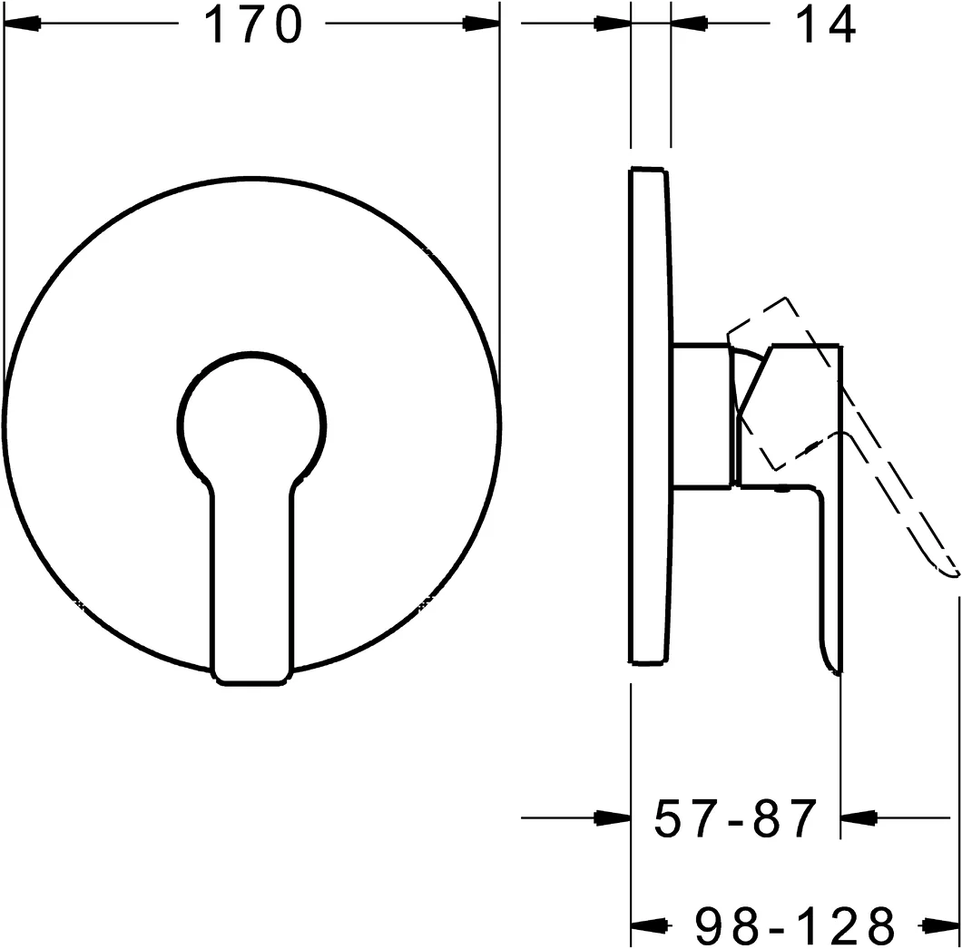 HansaLIGNA Duscharmatur Einhebelmischer Fertigmontageset für Brausebatterie 8387 Rosette rund Chrom