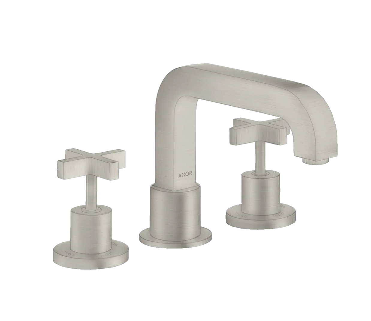 Hansgrohe AXOR Citterio 3-Loch Wannenrandarmatur mit Kreuzgriffen, Edelstahl Optic