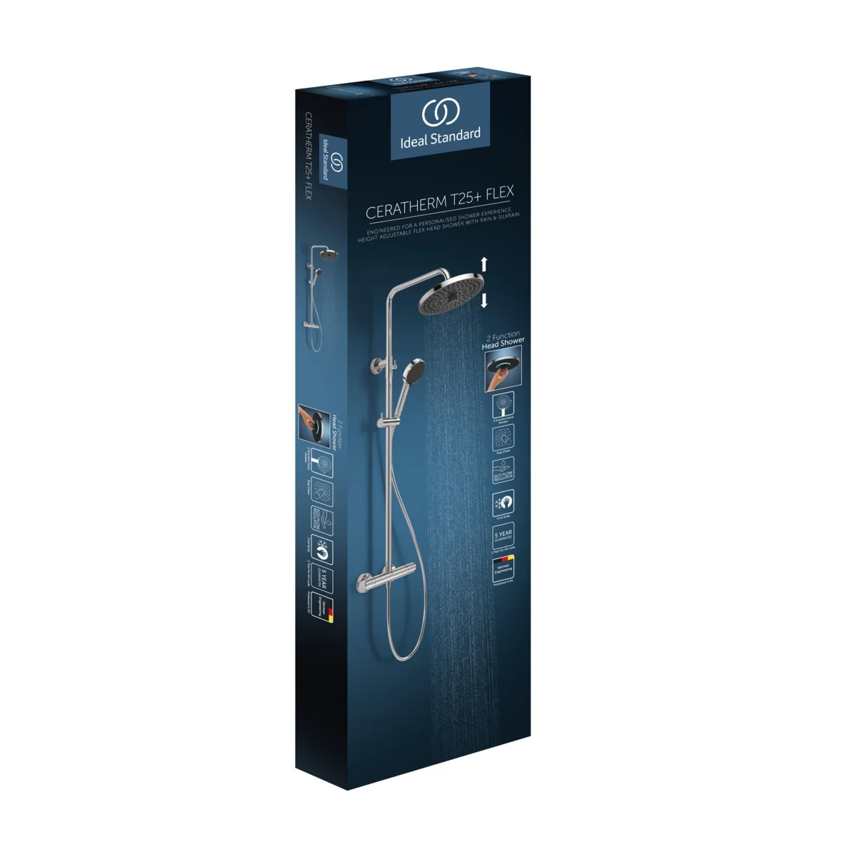 Ideal Standard Ceratherm T25+ Duschsystem mit rundem Chrom-Kopfbrause