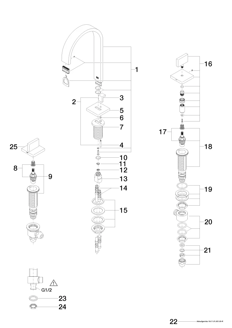 Dornbracht MEM Waschtisch-Dreilochbatterie mit Ablaufgarnitur Chrom Dornbracht MEM Waschtisch-Dreilochbatterie mit Ablaufgarnitur Chrom