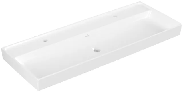 Villeroy & Boch Schrankwaschtisch aus TitanCeram „Collaro“ 1200 × 470 × 160 mm, Hahnlochposition links und rechts, mit Hahnlochbohrung in Weiß Alpin