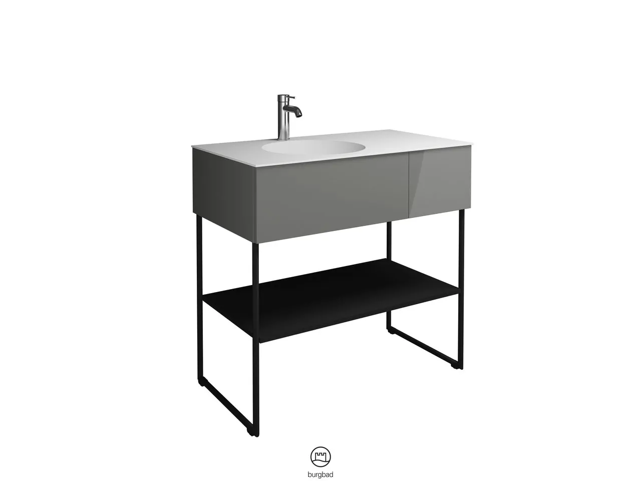 burgbad Coco Waschtisch Set, Mineralguss, Schwarz Seidenglanz burgbad Coco Waschtisch Set, Mineralguss, Schwarz Seidenglanz