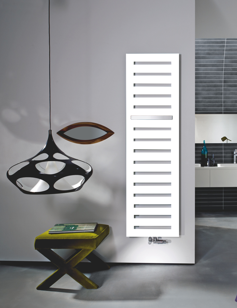 Zehnder Design-Handtuchwärmer „Metropolitan Bar“ mit Heizstab IHE 40 × 80,5 cm in Verkehrsweiß (RAL 9016, glänzend)