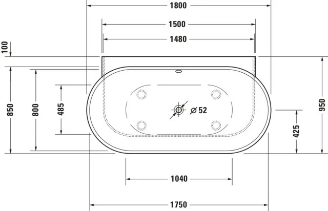 Duravit Whirlwanne „Luv“ vorwand oval 180 × 95 cm, mittig