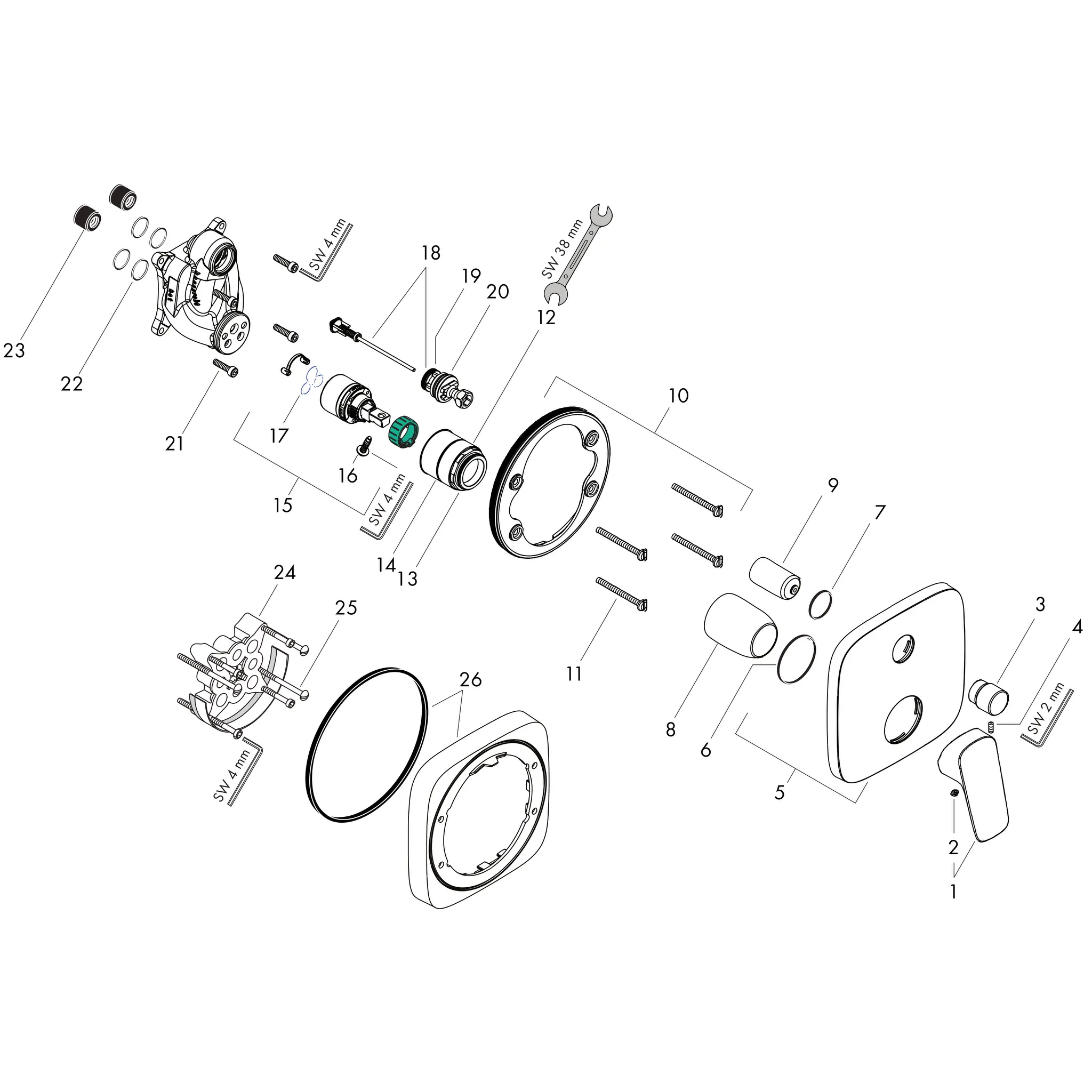 Wannenmischer Unterputz Logis Fertigset chrom Wannenmischer Unterputz Logis Fertigset chrom